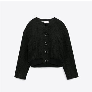 Zara textured button bomber